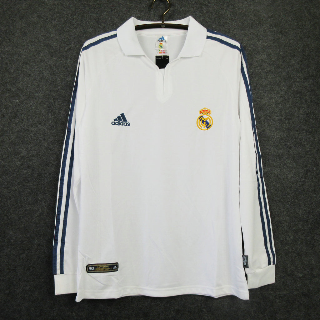 MAILLOT RETRO REAL MADRID DOMICILE 2001/2002 VERSION MANCHES LONGUES