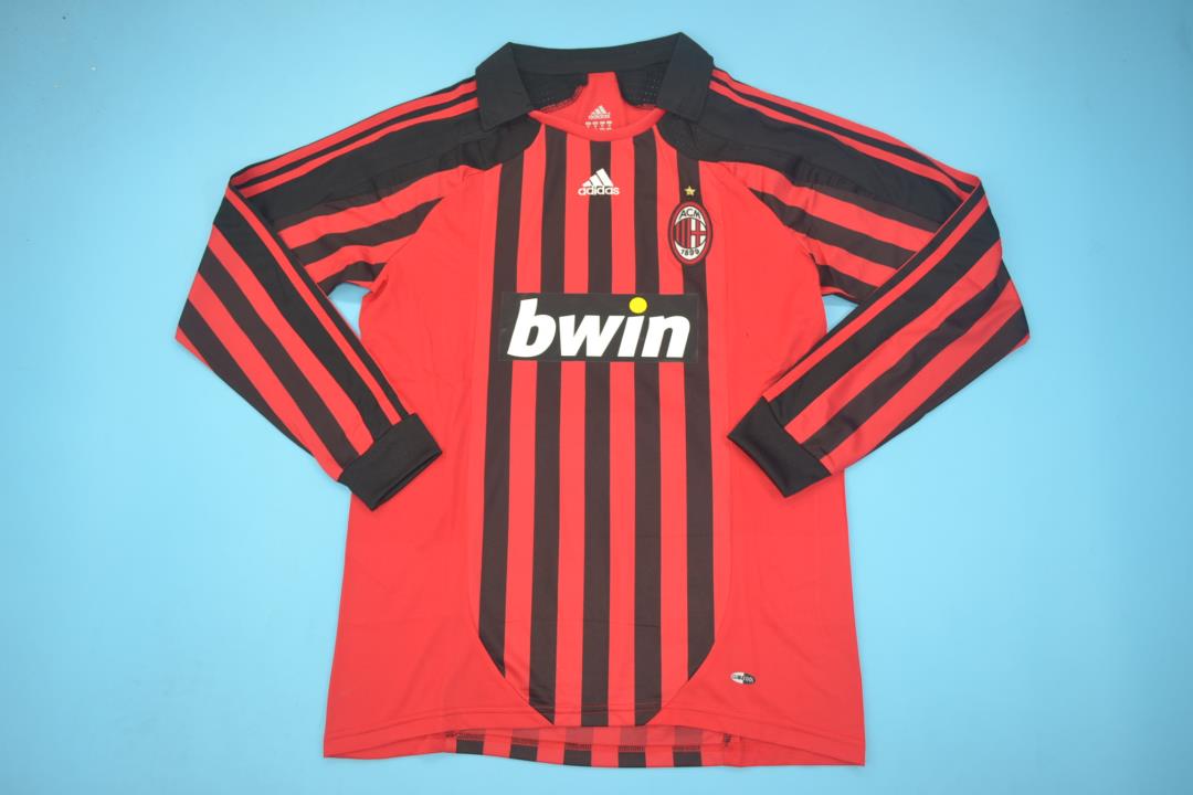MAILLOT RETRO AC MILAN DOMICILE 2007/2008  VERSION MANCHES LONGUES