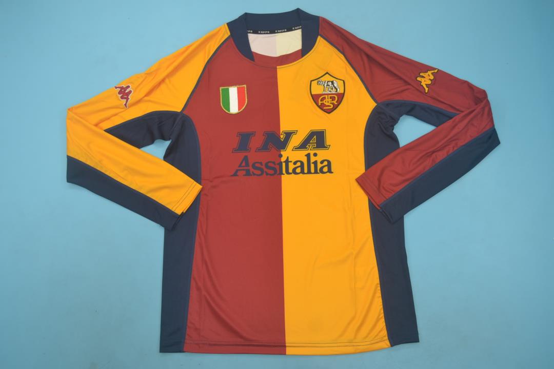 MAILLOT RETRO AS ROMA DOMICILE 2001/2002 VERSION MANCHES LONGUES