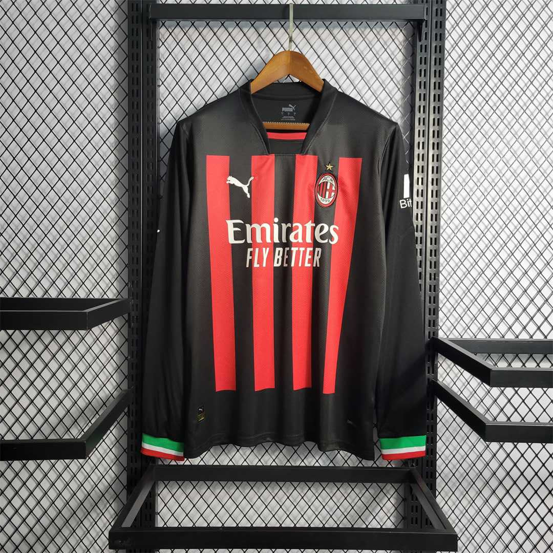 MAILLOT AC MILAN  DOMICILE 2022/2023 VERSION MANCHES LONGUES