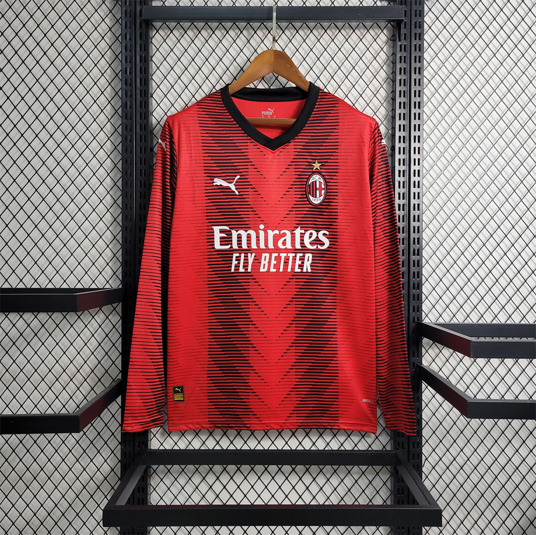 MAILLOT AC MILAN DOMICILE 2023/2024 VERSION MANCHES LONGUES
